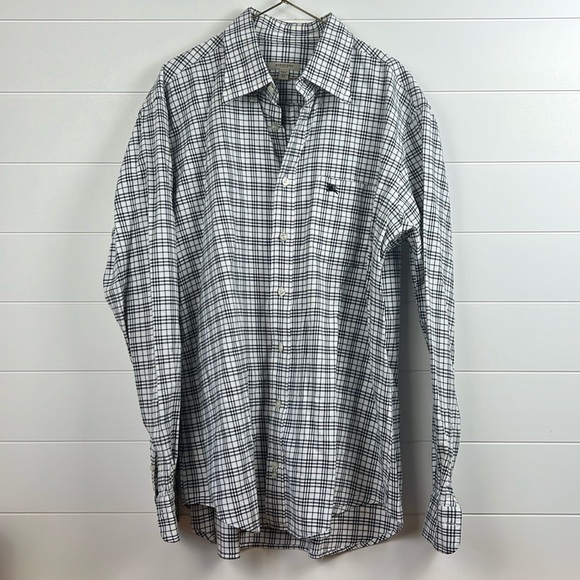 Burberry men’s size xl black and white plaid EUC work dress shirt button down - Picture 1 of 6